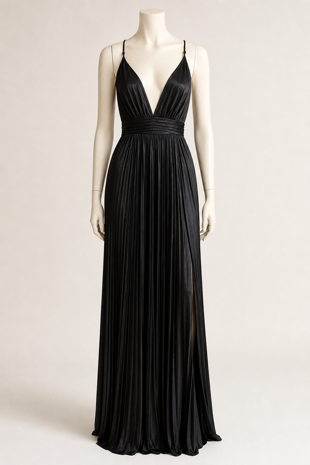 Long Pleated Satin Dress No.13